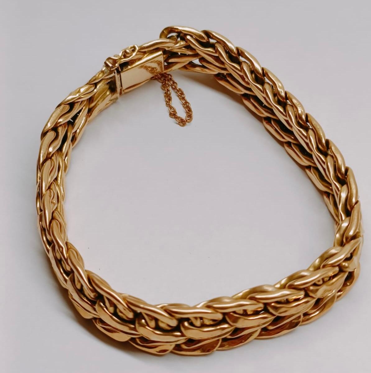 Vintage 18 Karat Gold French Braided Bracelet 1960s For Sale 2