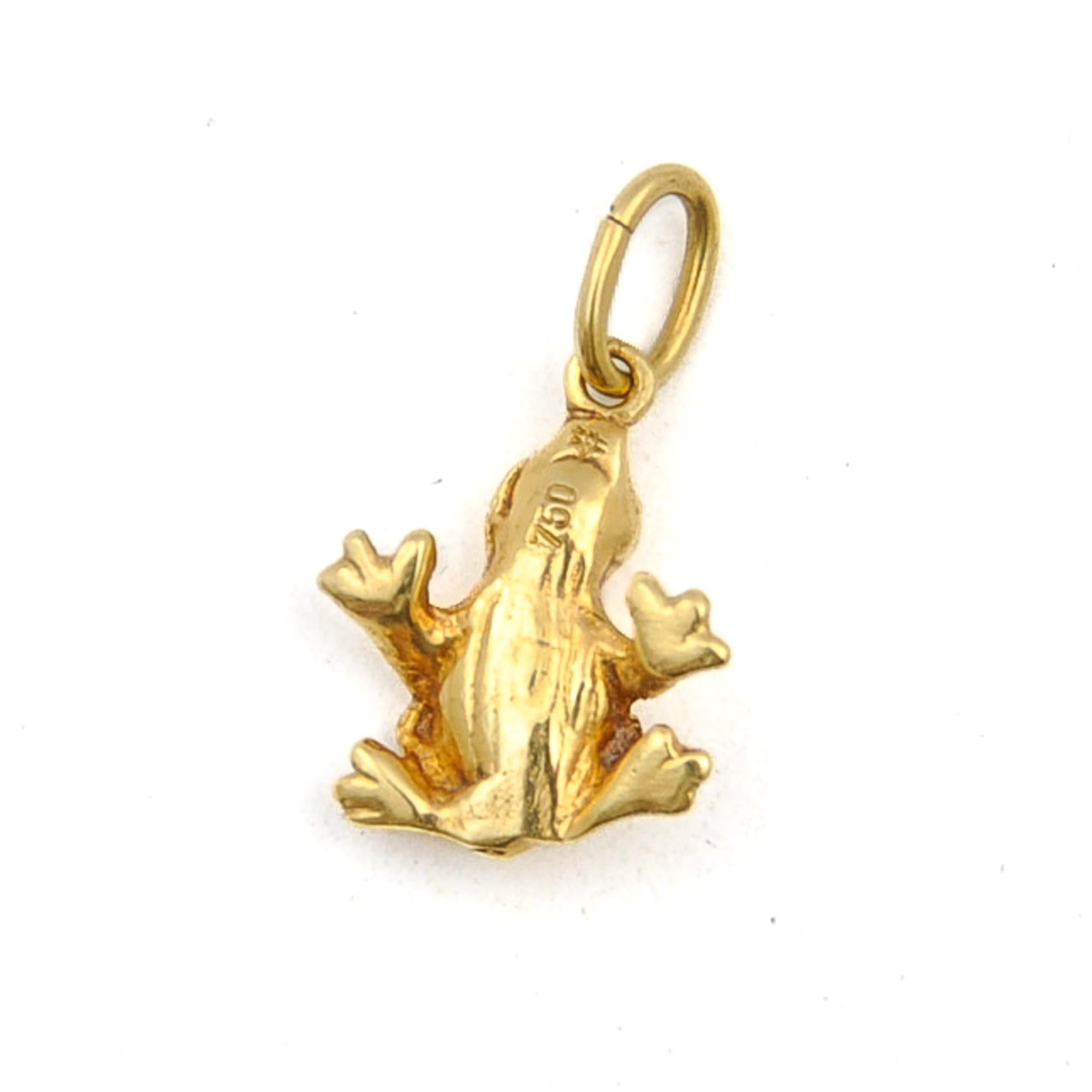 Women's or Men's Vintage 18 Karat Gold Frog Charm Pendant