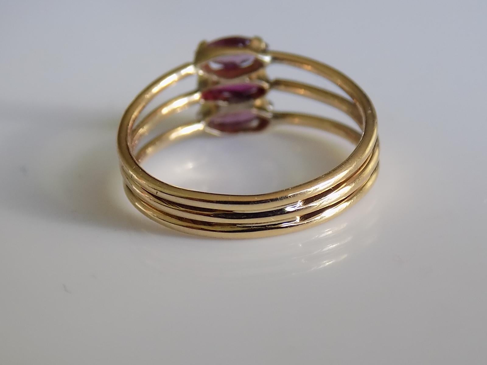 Marquise Cut Vintage 18 Karat Gold Garnet Harem Style Ring For Sale
