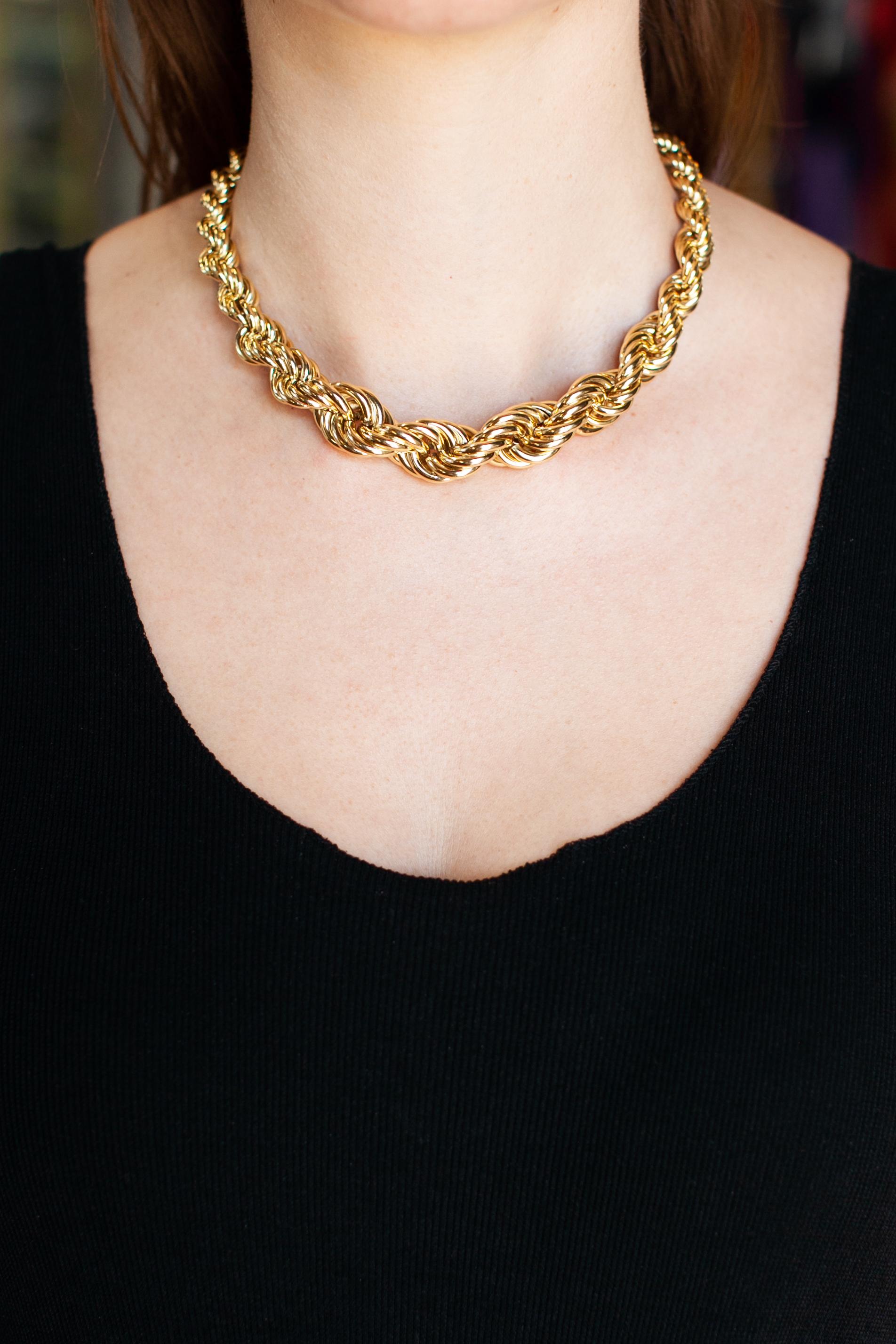 18 Karat Gold abgestufte gedrehte Seil-Gliederkette Halskette im Zustand „Hervorragend“ im Angebot in Los Angeles, CA