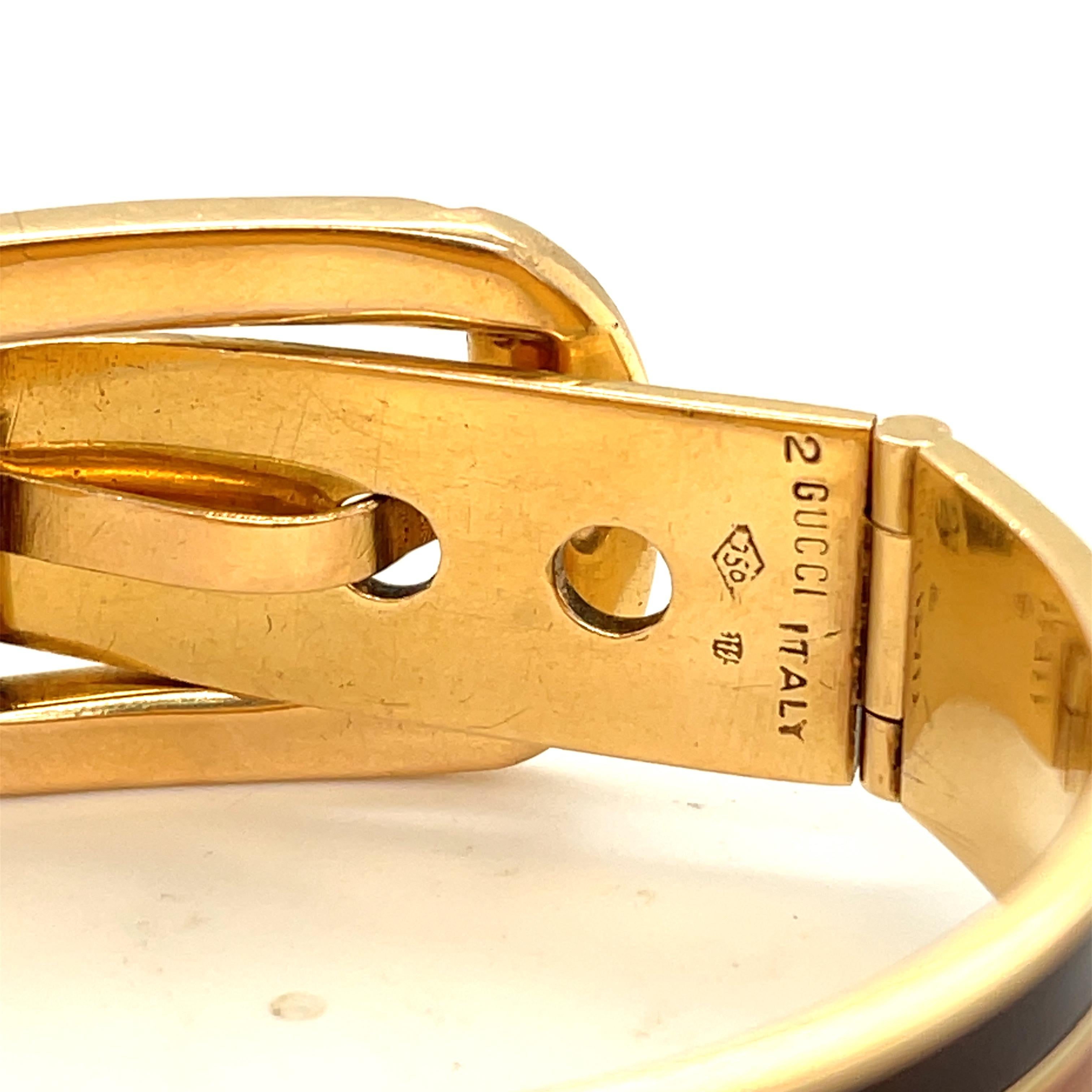 Modern Vintage 18 Karat Gold Gucci Wood Buckle Bracelet
