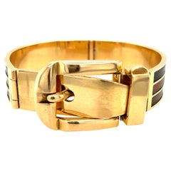 Vintage 18 Karat Gold Gucci Wood Buckle Bracelet