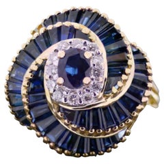 Vintage 18 Karat Gold Le Vian Saphir und Diamant Cluster-Ring