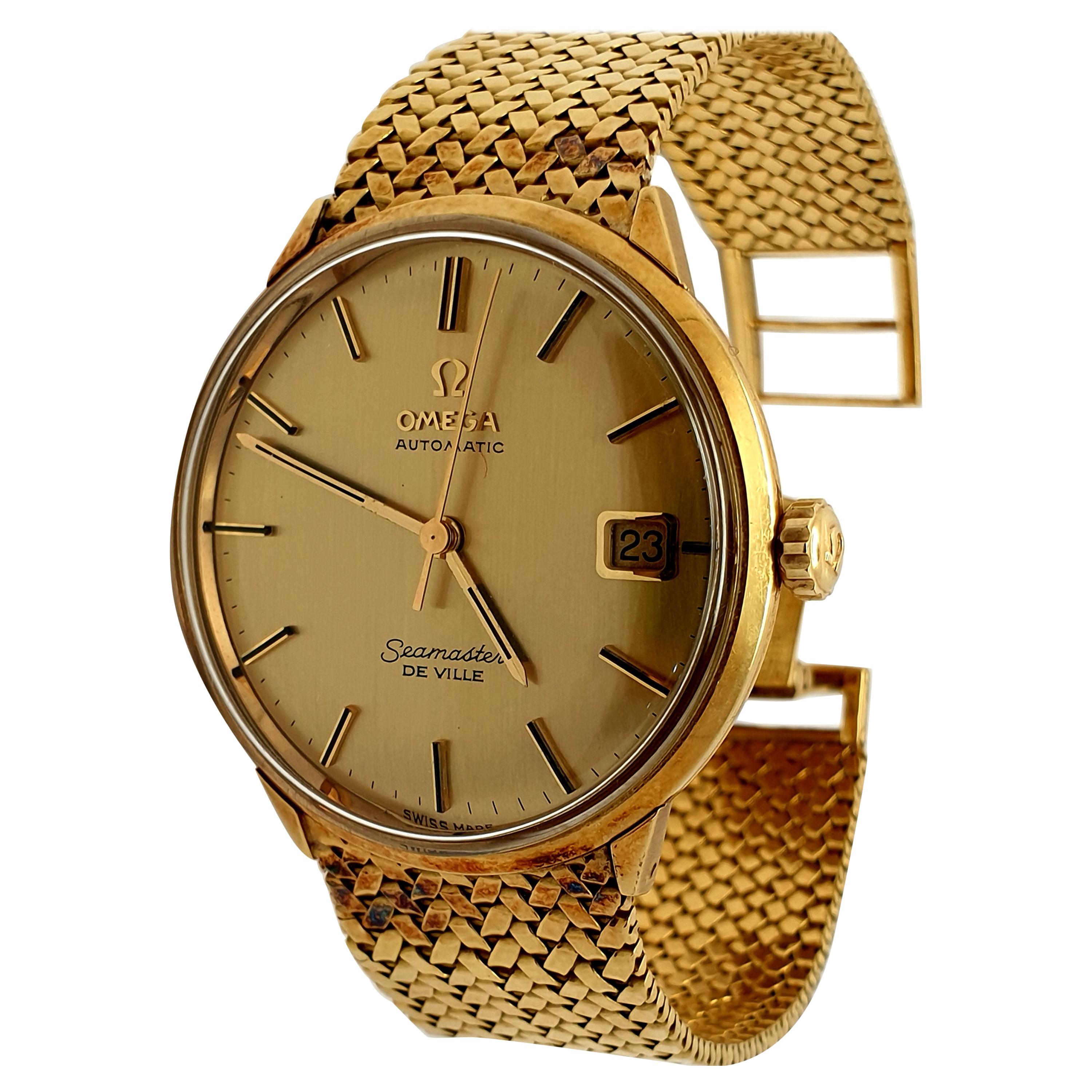 vintage gold omega automatic watch