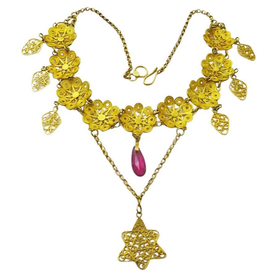  Vintage 18 karat gold Oriental Necklace For Sale