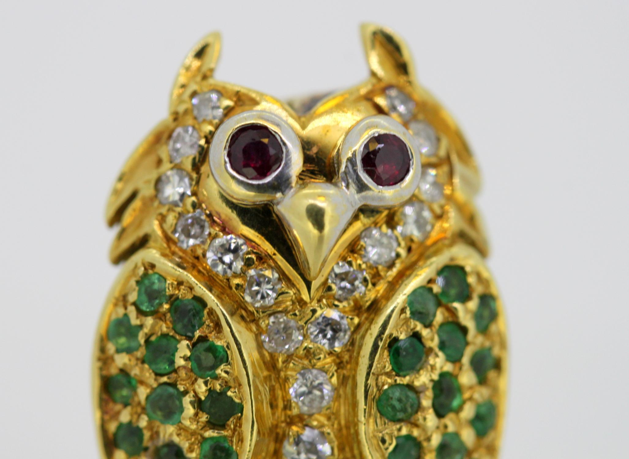 antique owl brooch