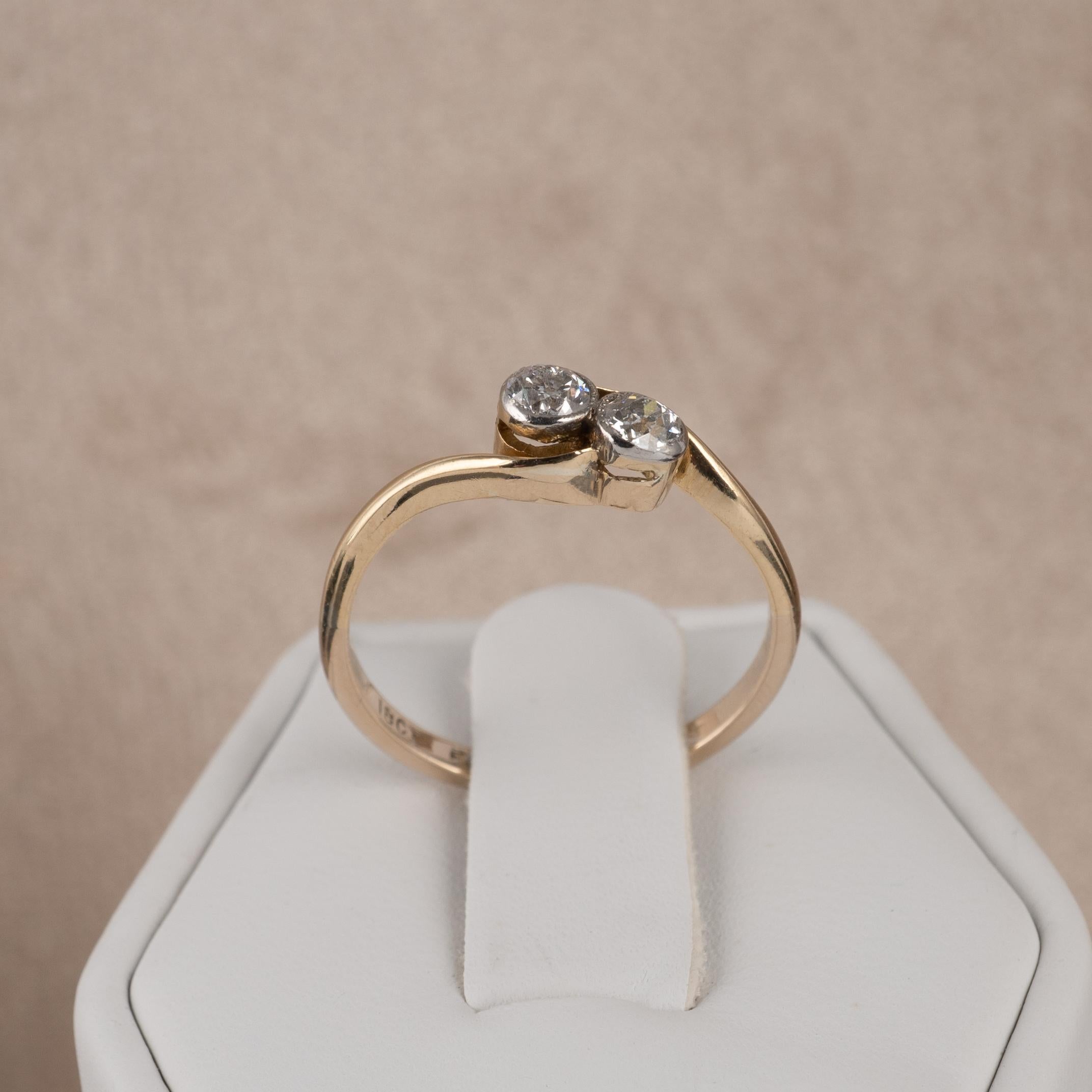 large 2 stone diamond twist ring
