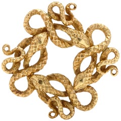 Vintage 18 Karat Gold Serpent Brooch