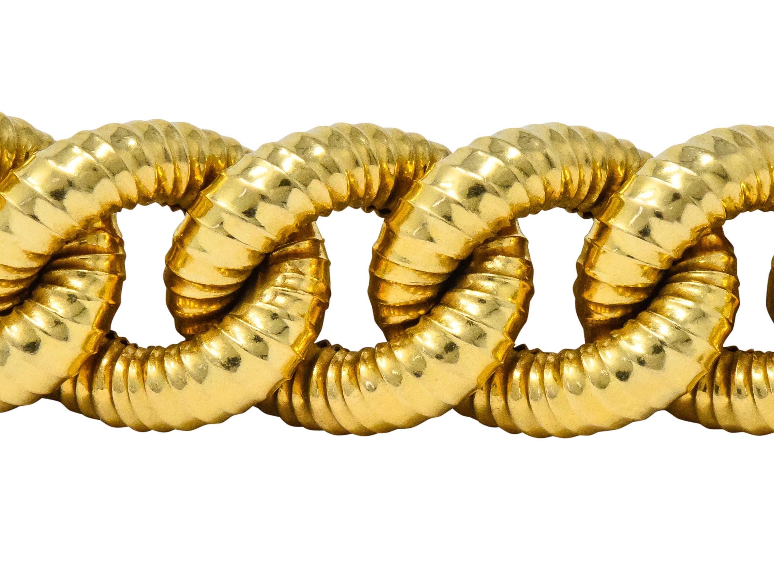 Contemporary Vintage 18 Karat Gold Textured Curb Link Bracelet
