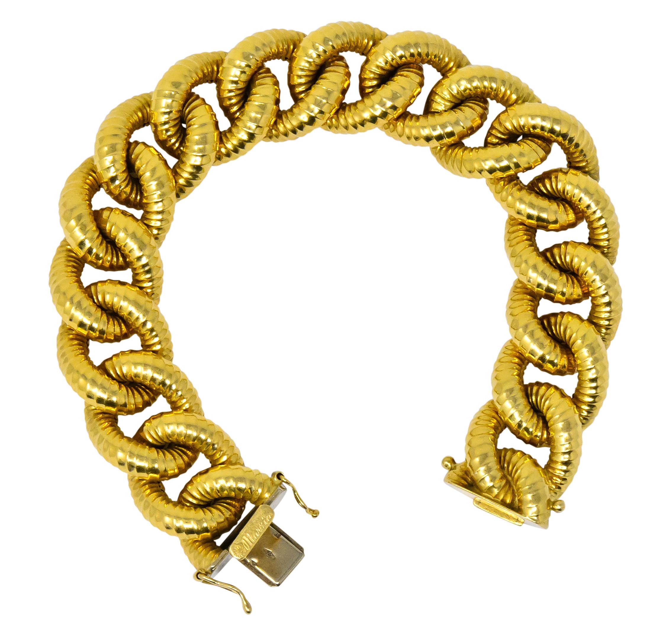 Vintage 18 Karat Gold Textured Curb Link Bracelet 2