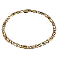 Retro 18 Karat Gold Tri Color Chain Link Bracelet