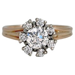 Bague Vintage en or 18 carats TW 0.84 carat diamant Cluster