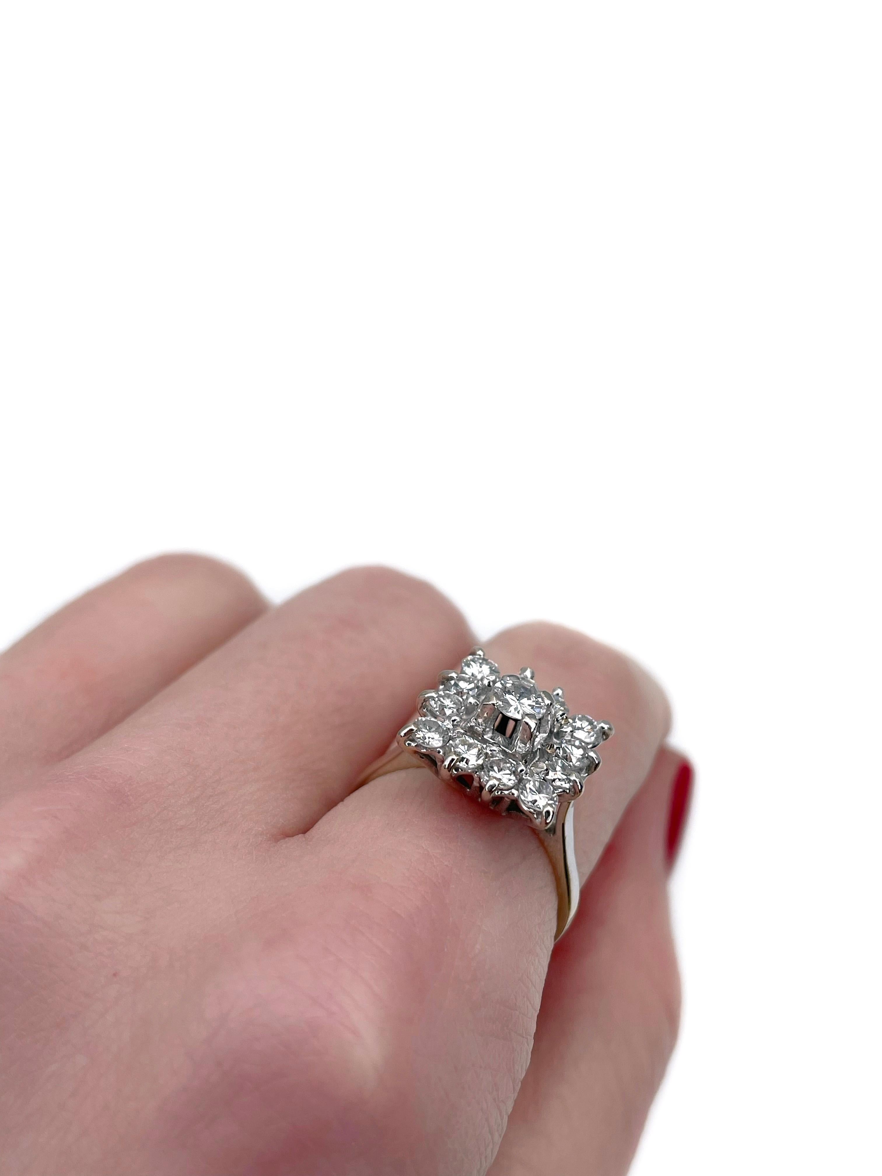 Modern Vintage 18 Karat Gold TW 1.17 Carat Diamond Cocktail Ring For Sale