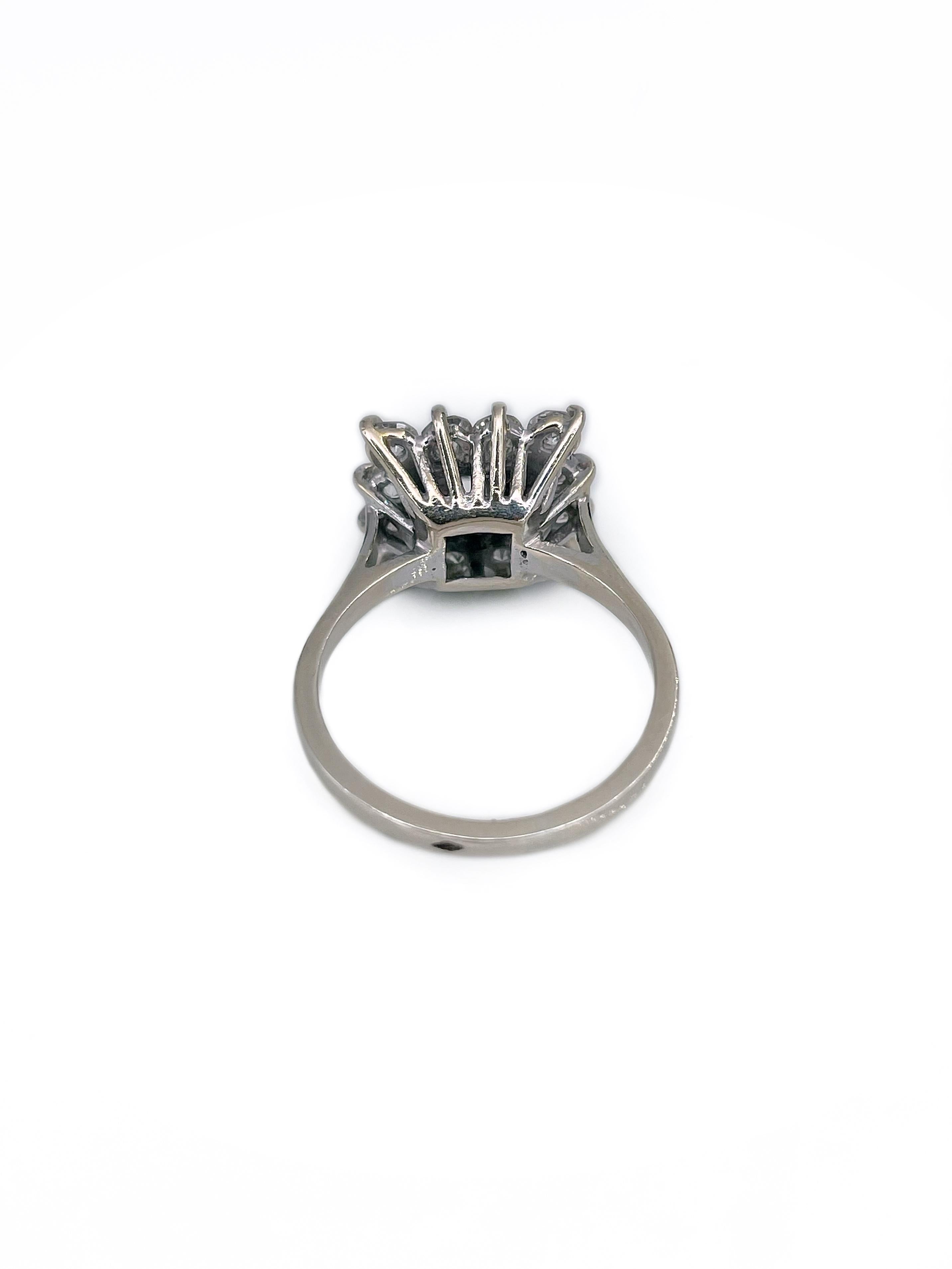 Vintage 18 Karat Gold TW 1.17 Carat Diamond Cocktail Ring In Good Condition For Sale In Vilnius, Vilniaus apskr.