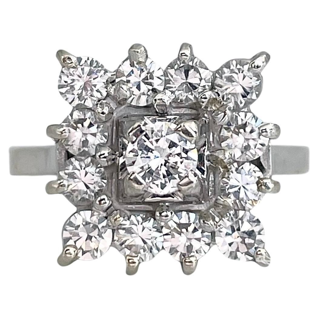 Vintage 18 Karat Gold TW 1.17 Carat Diamond Cocktail Ring