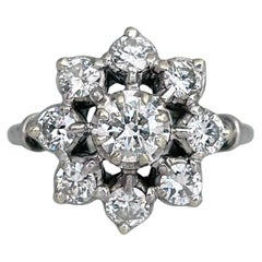 Vintage 18 Karat Gold TW 1.40 Carat Diamond Cluster Ring