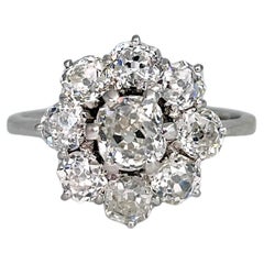 18 Karat Gold TW ~ 1,85 Karat Diamant-Cluster-Ring mit alteuropäischem Minenschliff