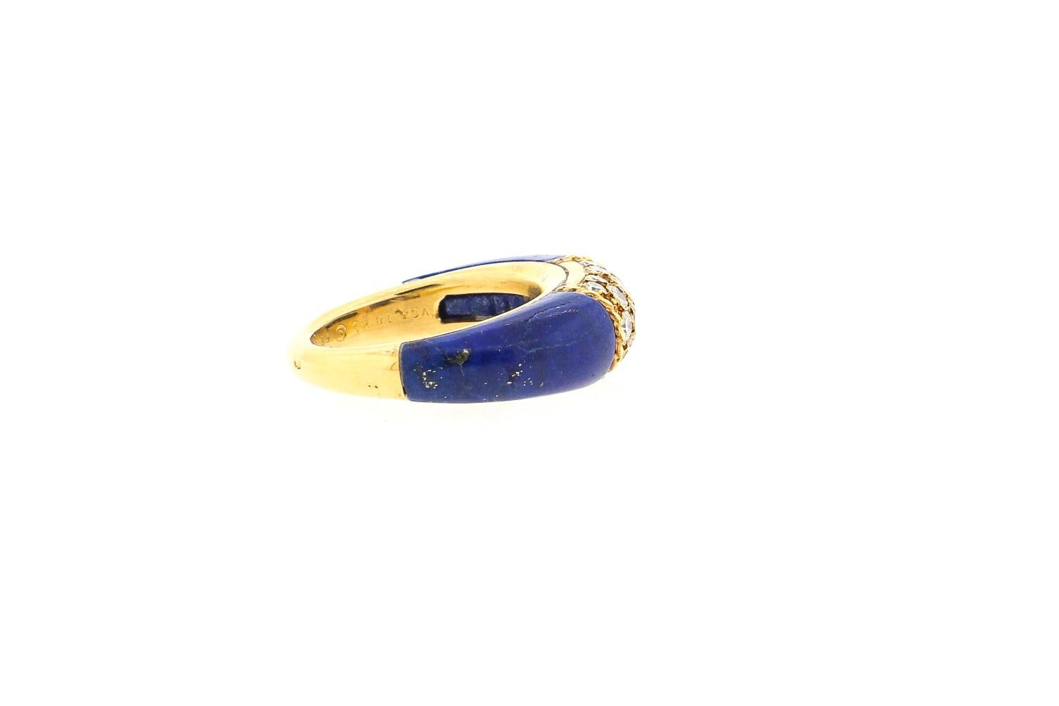 Modern Vintage 18 Karat Gold Van Cleef & Arpels Lapis Diamond “Philippines” Ring