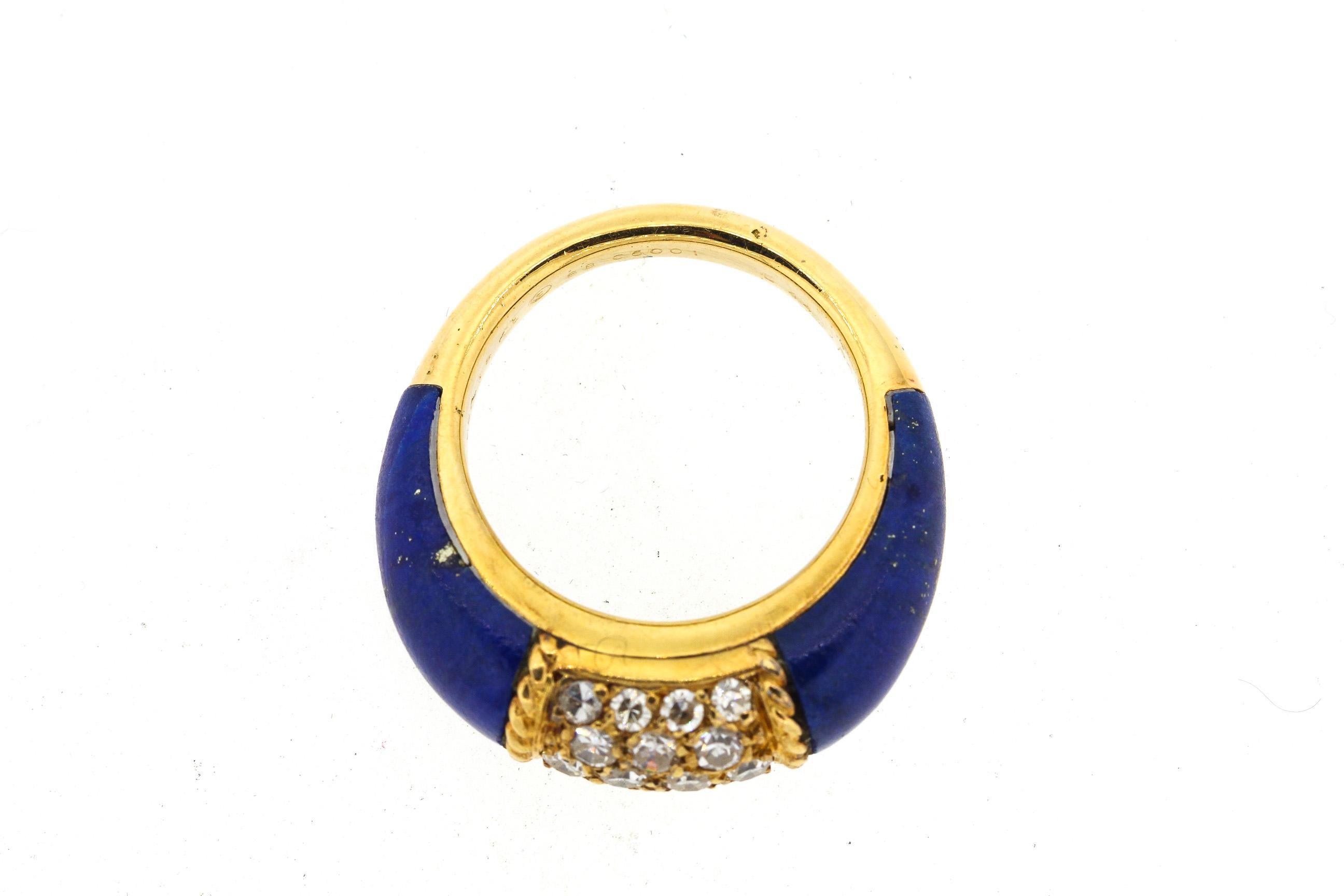 Single Cut Vintage 18 Karat Gold Van Cleef & Arpels Lapis Diamond “Philippines” Ring