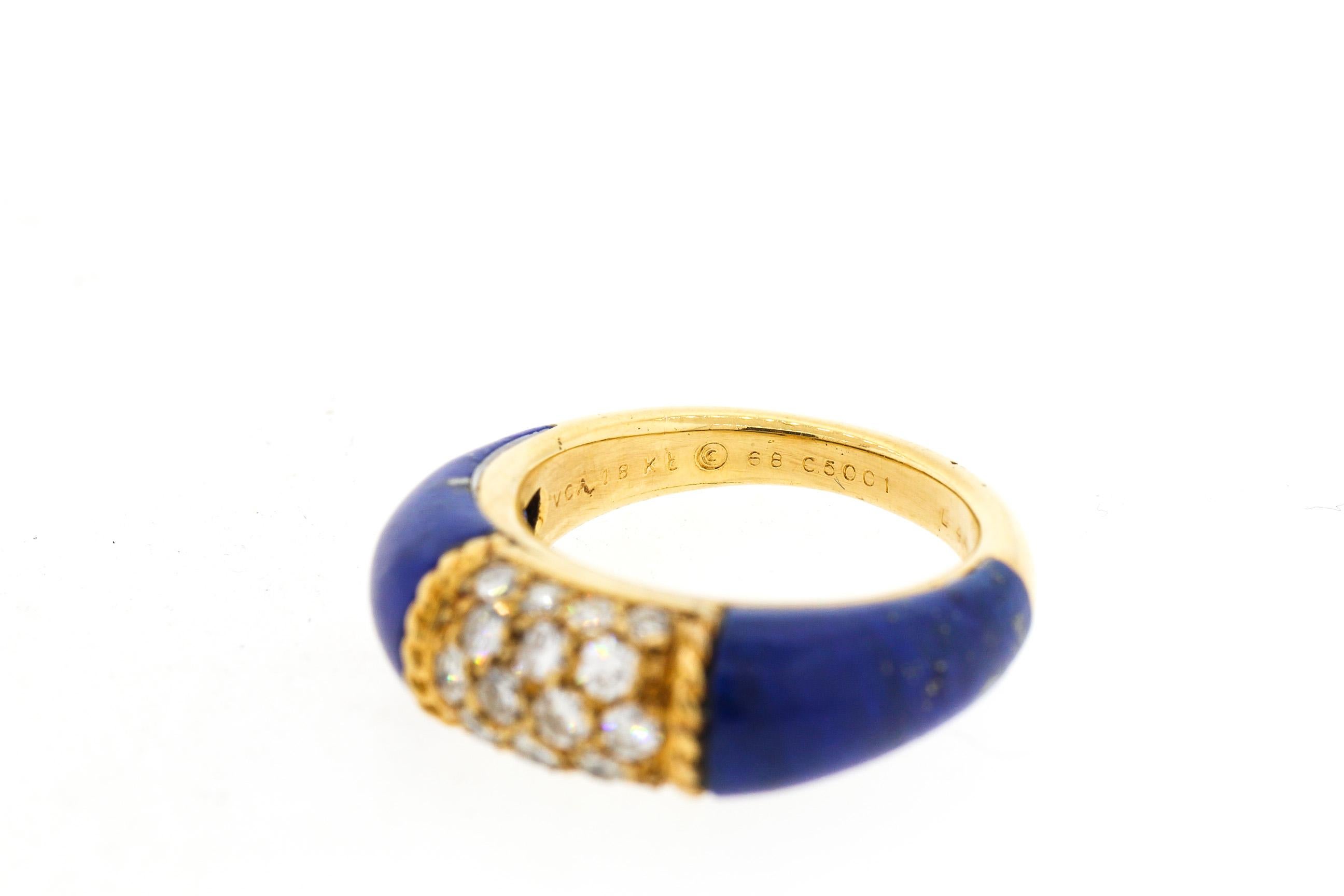 Vintage 18 Karat Gold Van Cleef & Arpels Lapis Diamond “Philippines” Ring In Good Condition In New York, NY