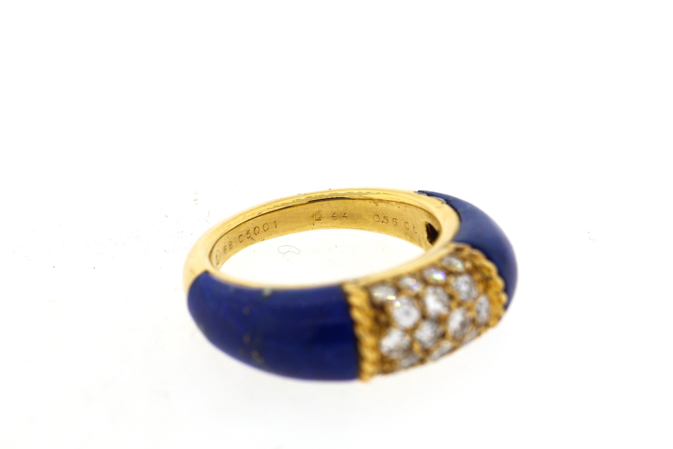 Women's or Men's Vintage 18 Karat Gold Van Cleef & Arpels Lapis Diamond “Philippines” Ring