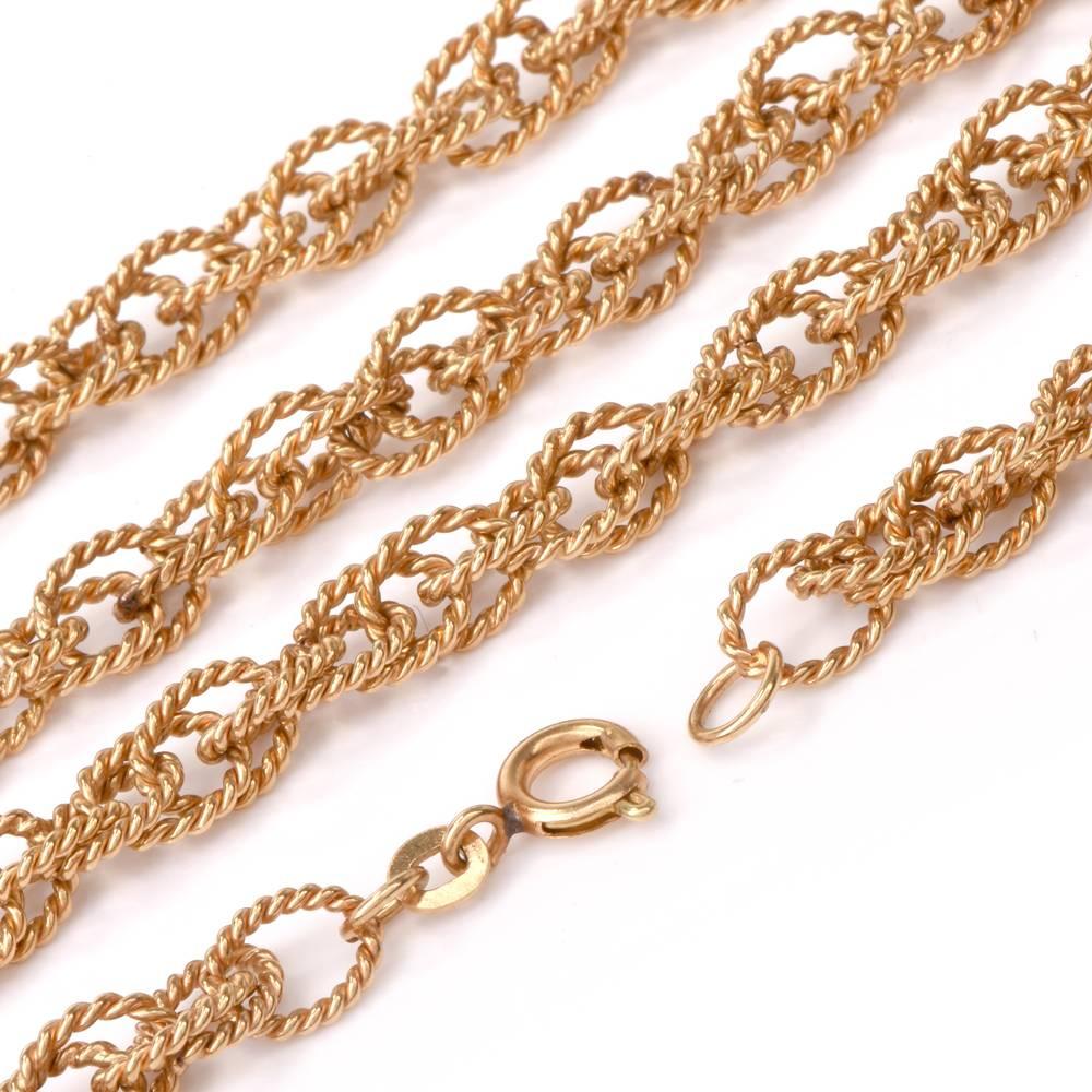 Vintage 18 Karat Gold Wheat Link Chain Necklace 1