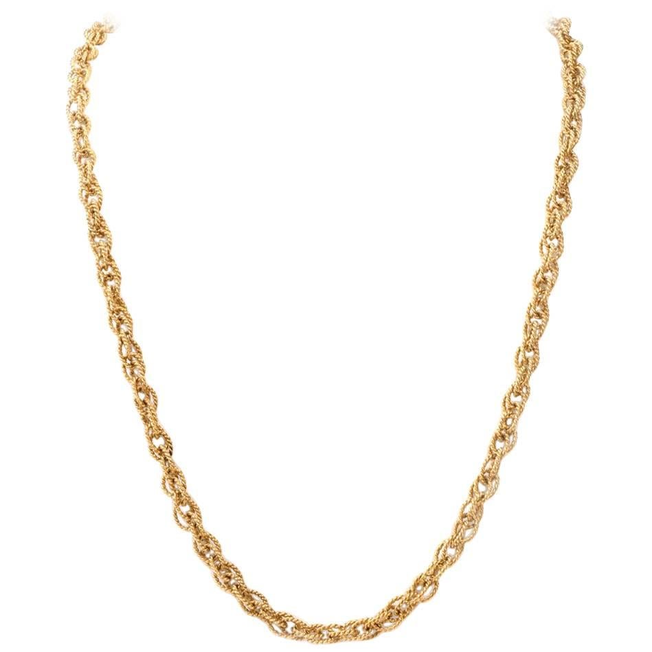 Vintage 18 Karat Gold Wheat Link Chain Necklace