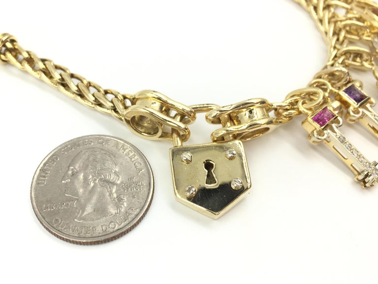 Vintage 18 Karat Lock and Key Charm Necklace at 1stDibs padlock and