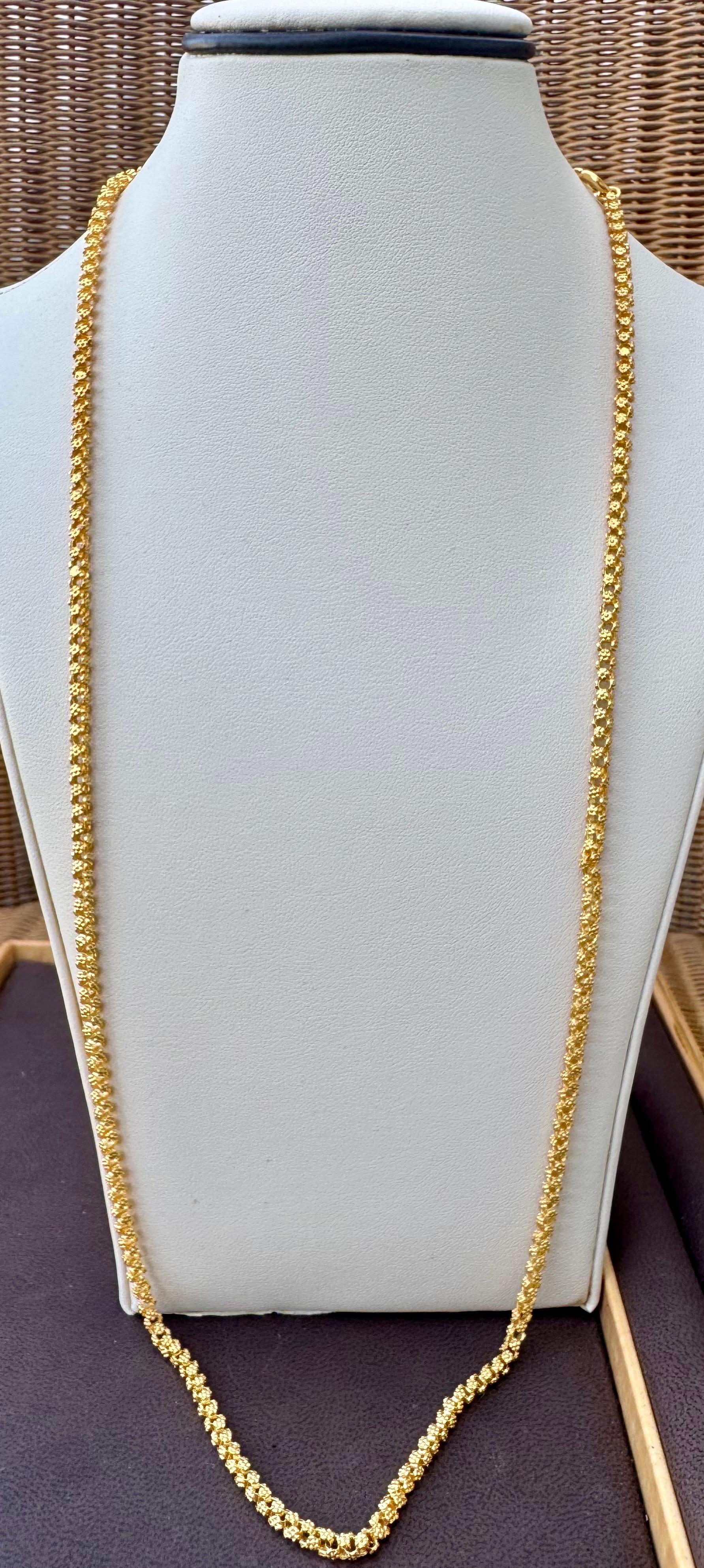 Collar Vintage de Oro Amarillo macizo de 18 Kilates de 30 Gm, Cadena de eslabones, 3,6 mm, 28 