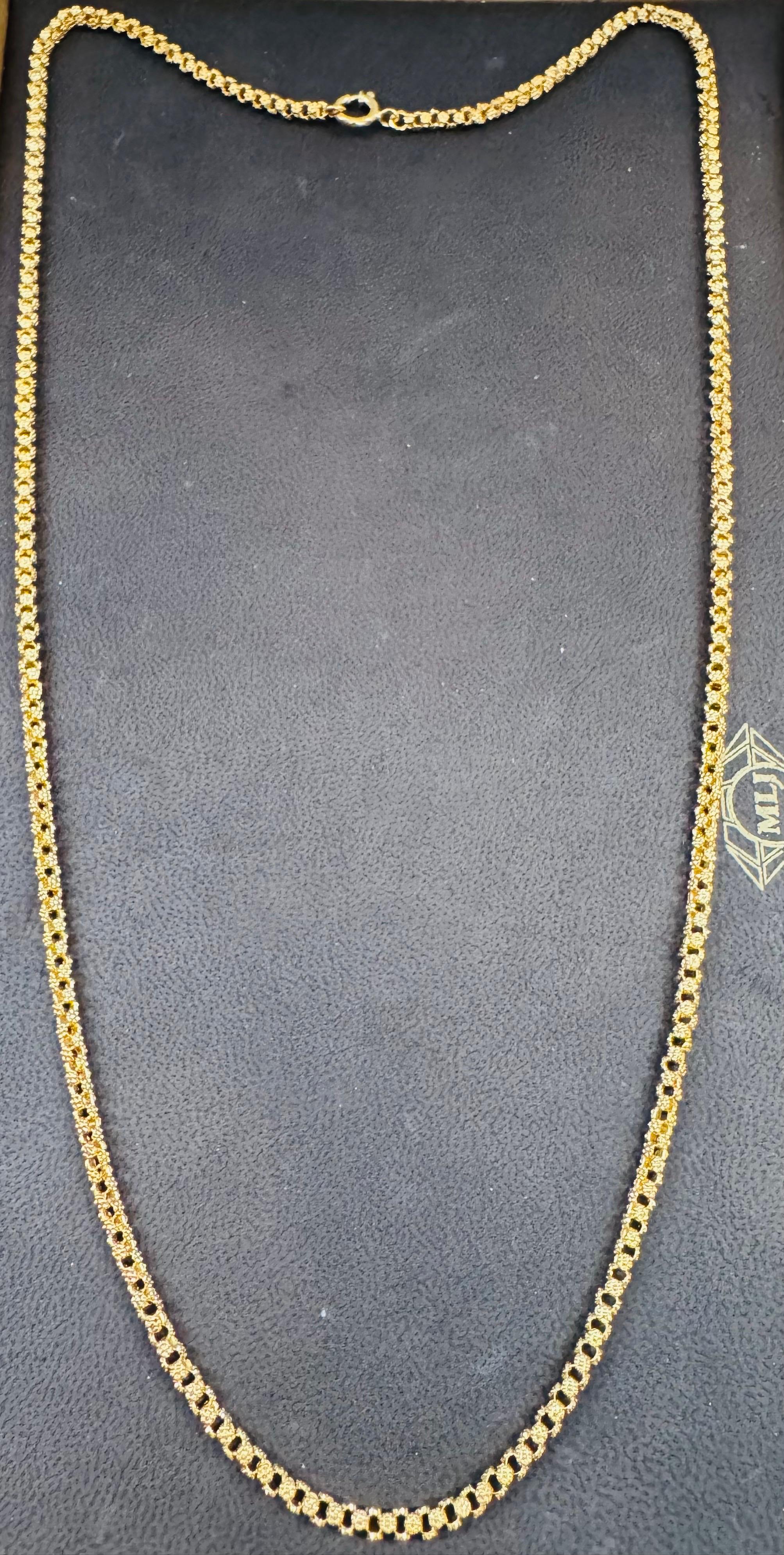 Collar Vintage de Oro Amarillo macizo de 18 Kilates de 30 Gm, Cadena de eslabones, 3,6 mm, 28 