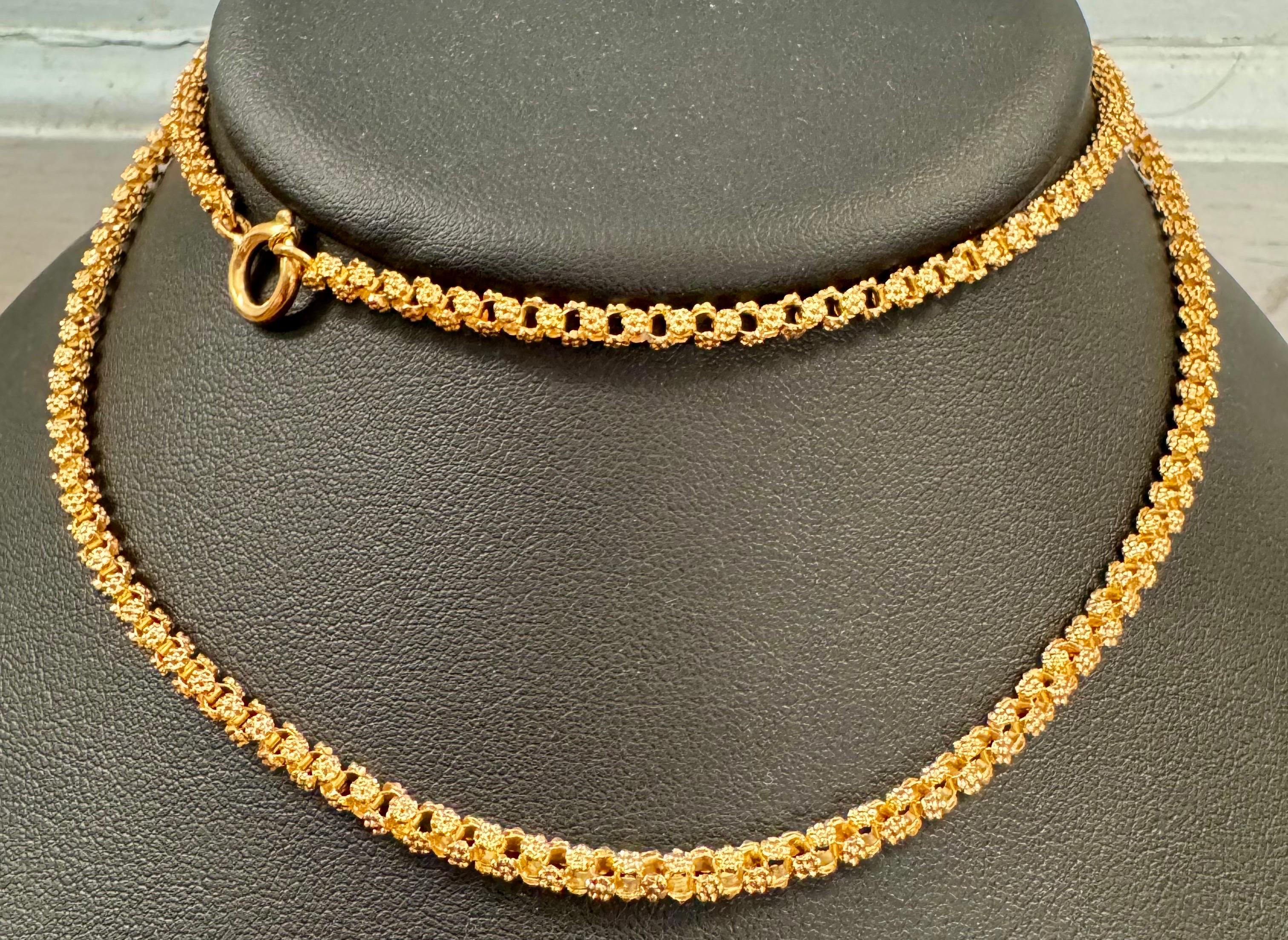 Collar Vintage de Oro Amarillo macizo de 18 Kilates de 30 Gm, Cadena de eslabones, 3,6 mm, 28 
