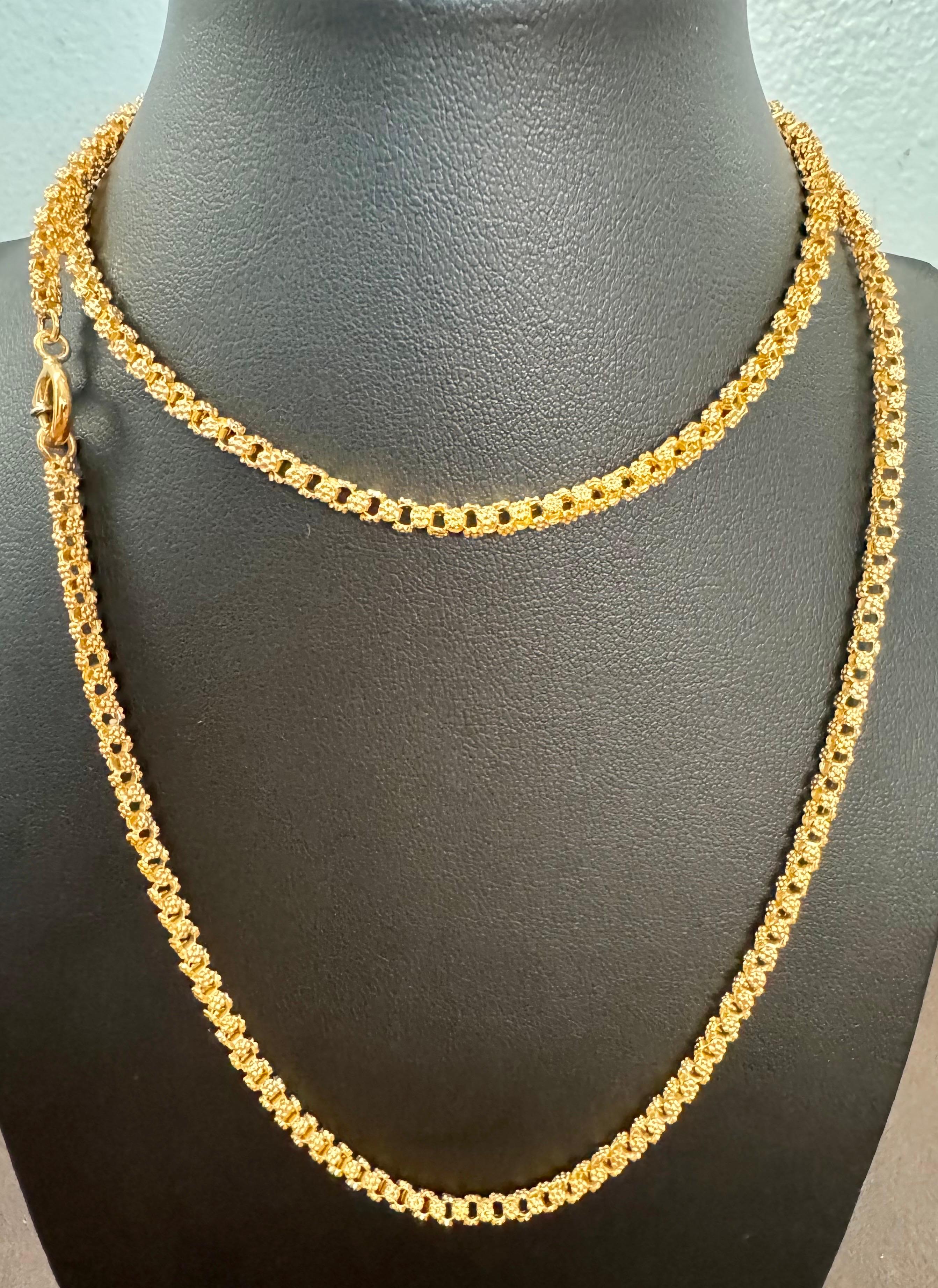 Collar Vintage de Oro Amarillo macizo de 18 Kilates de 30 Gm, Cadena de eslabones, 3,6 mm, 28 