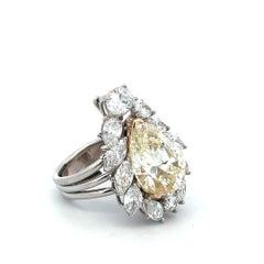 Bague vintage en or bicolore 18 carats, sertie de diamants totalisant 16,14 carats, taille 7,5