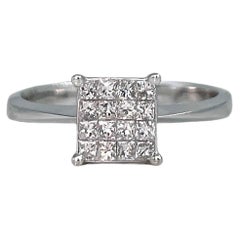 Vintage 18 Karat White Gold 0.30 Carat Princess Cut VS Diamond Engagement Ring