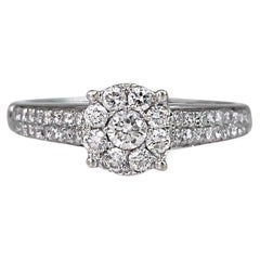 Vintage 18 Karat White Gold 0.50 Carat Brilliant Cut Diamond Engagement Ring