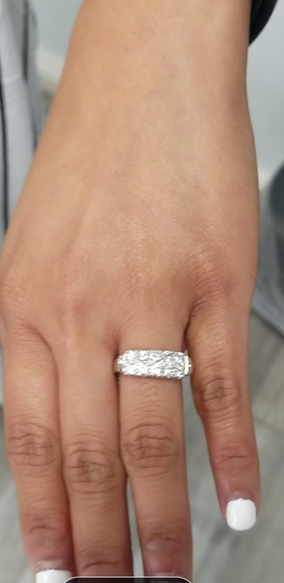 Vintage 18 Karat White Gold 2-Row Diamond Anniversary Ring 1.10 Carat 3