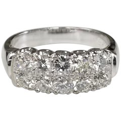 Vintage 18 Karat White Gold 2-Row Diamond Anniversary Ring 1.10 Carat