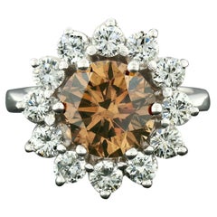 Vintage 18 Karat White Gold 4.45 Carat GIA Fancy Brown Diamond Ring with Halo