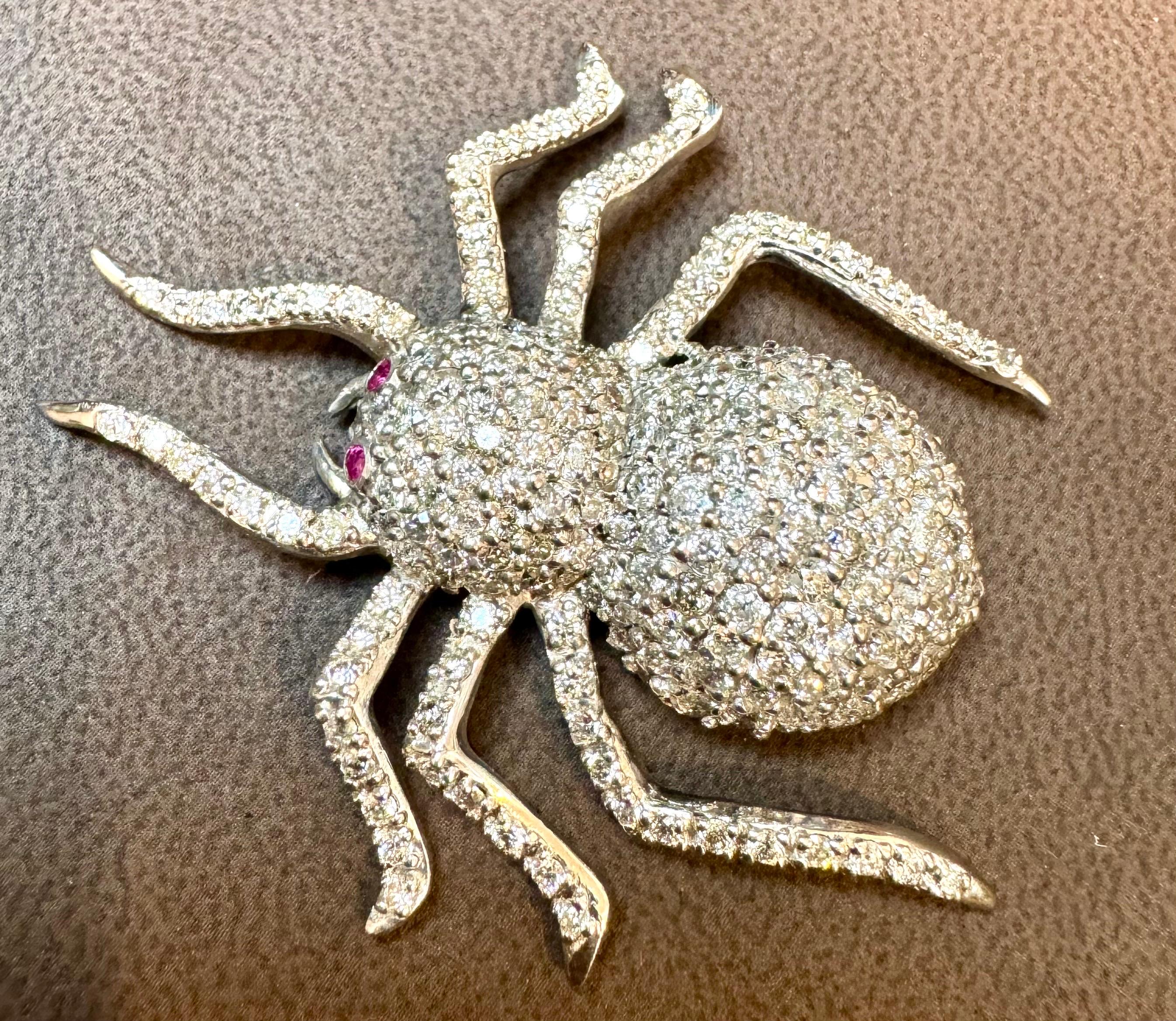 Vintage or blanc 18 carats et 7.7 ct de  Araignée de diamant  Broche / épingle , 18.8 Gm en vente 2