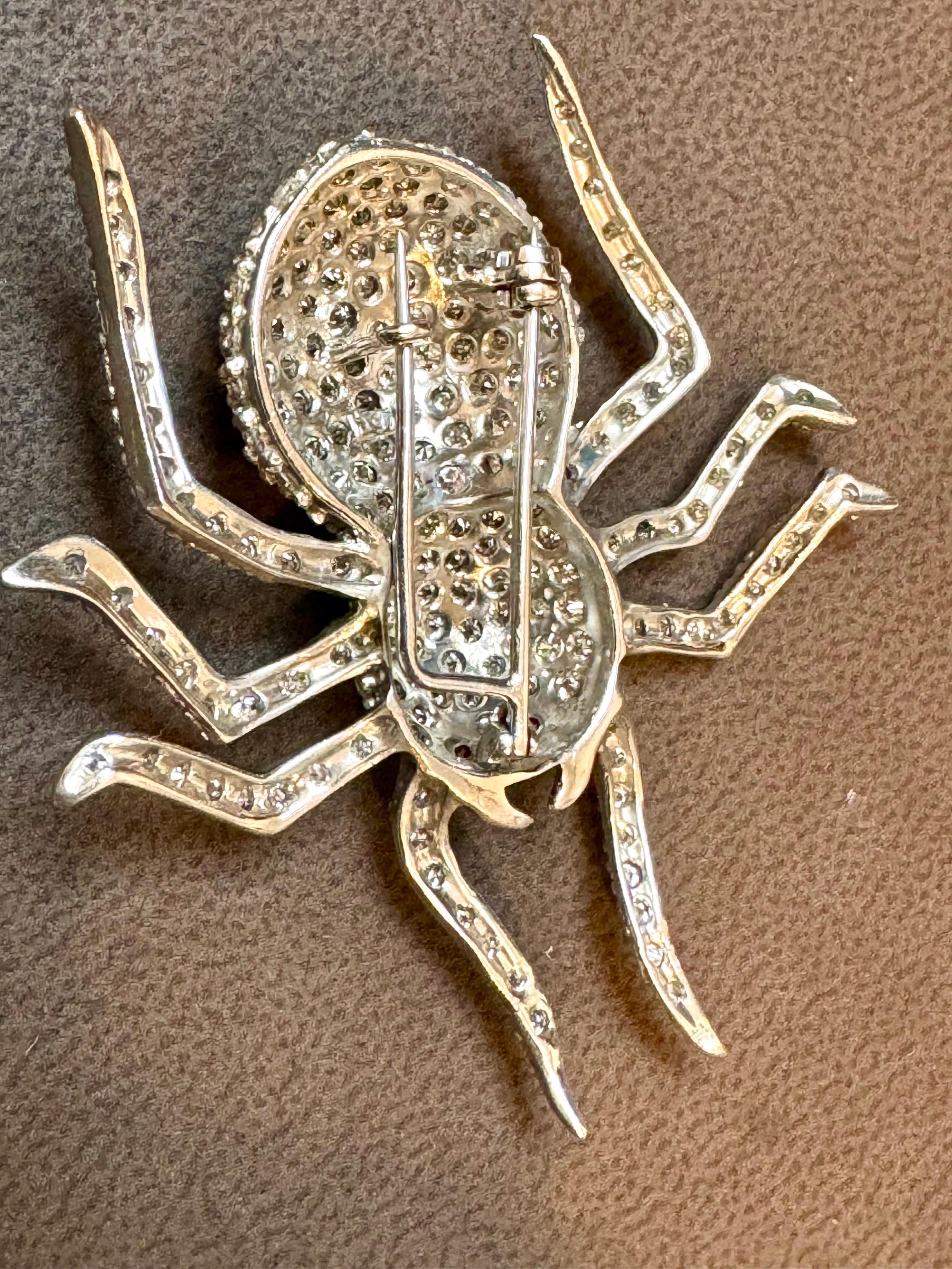 Vintage or blanc 18 carats et 7.7 ct de  Araignée de diamant  Broche / épingle , 18.8 Gm en vente 3