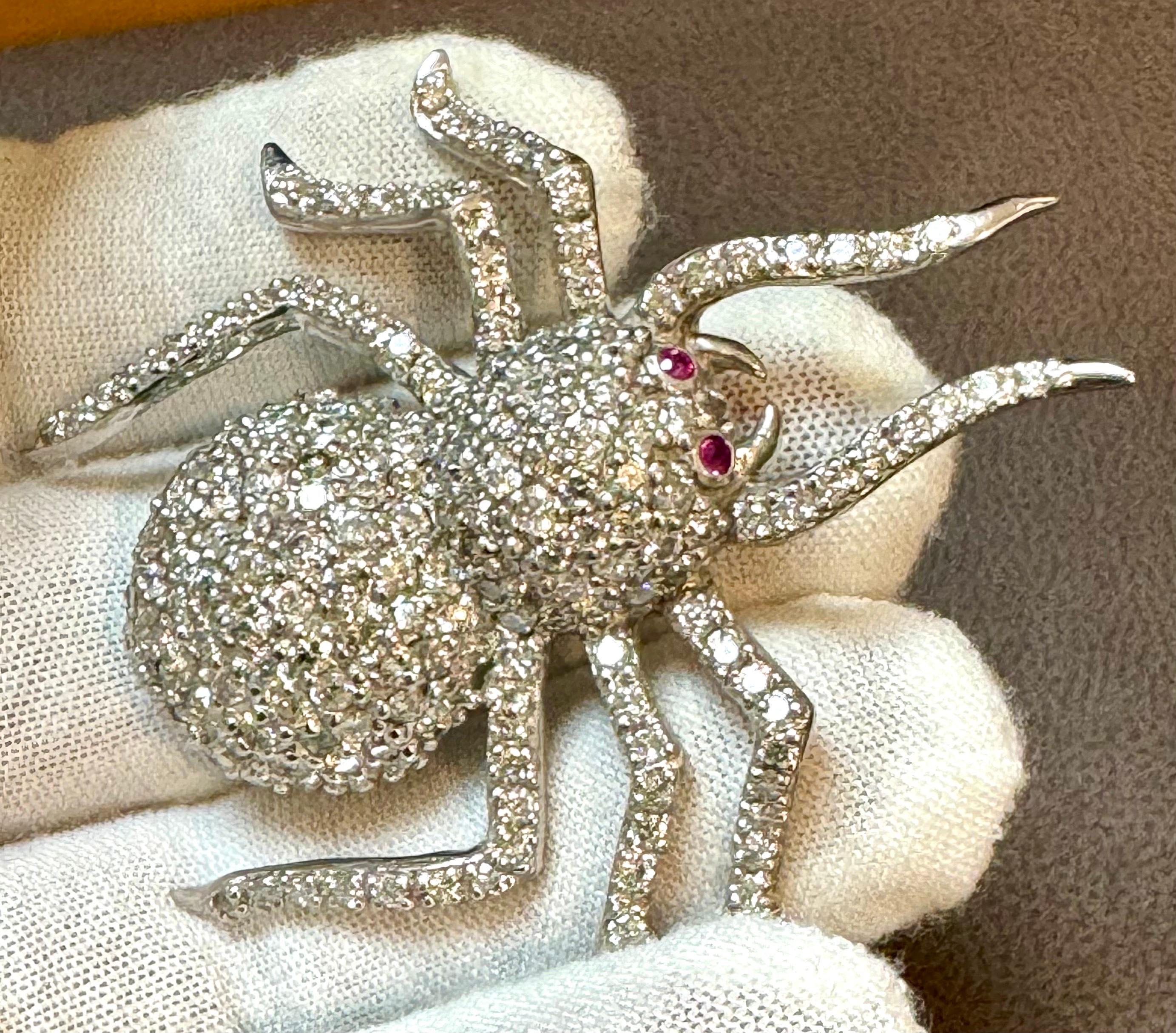 Vintage or blanc 18 carats et 7.7 ct de  Araignée de diamant  Broche / épingle , 18.8 Gm en vente 4