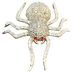 Vintage 18 Karat White Gold & 7.7 Ct of  Diamond Spider  Brooch /Pin , 18.8 Gm