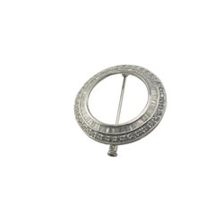 Vintage 18 Karat White Gold and Diamond Circle Brooch/Pin