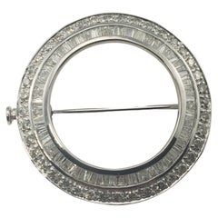 Vintage 18 Karat White Gold and Diamond Circle Brooch/Pin