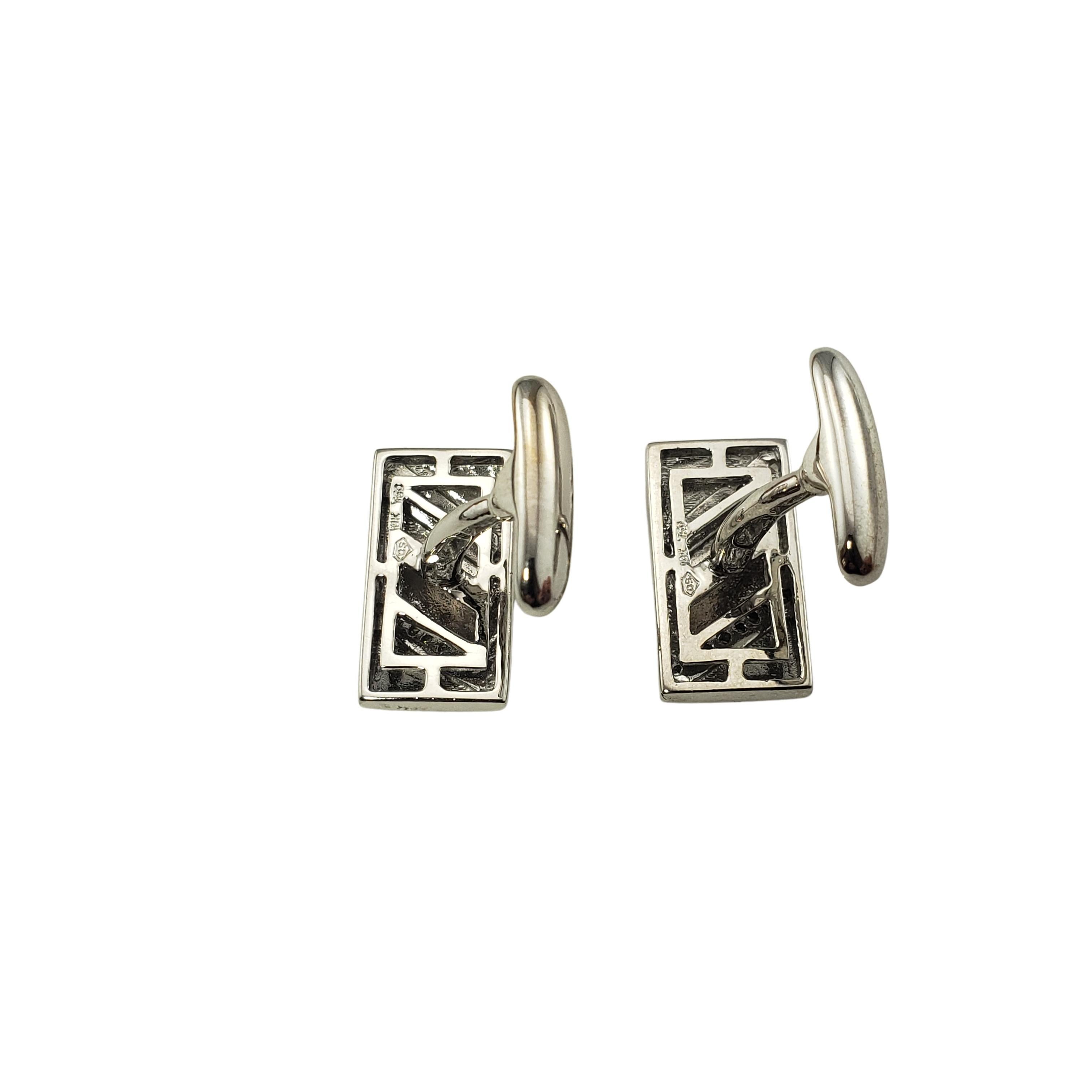 Men's Vintage 18 Karat White Gold and Diamond Cufflinks For Sale