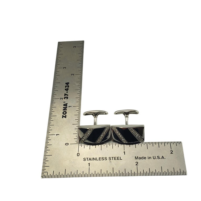 Boutons De Manchette Vintage Or Blanc 14 Carats Avec Diamants - Pour Homme - Poids 10 Grammes