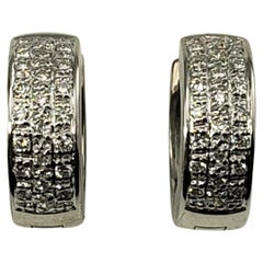 18 Karat White Gold and Diamond Hoop Earrings
