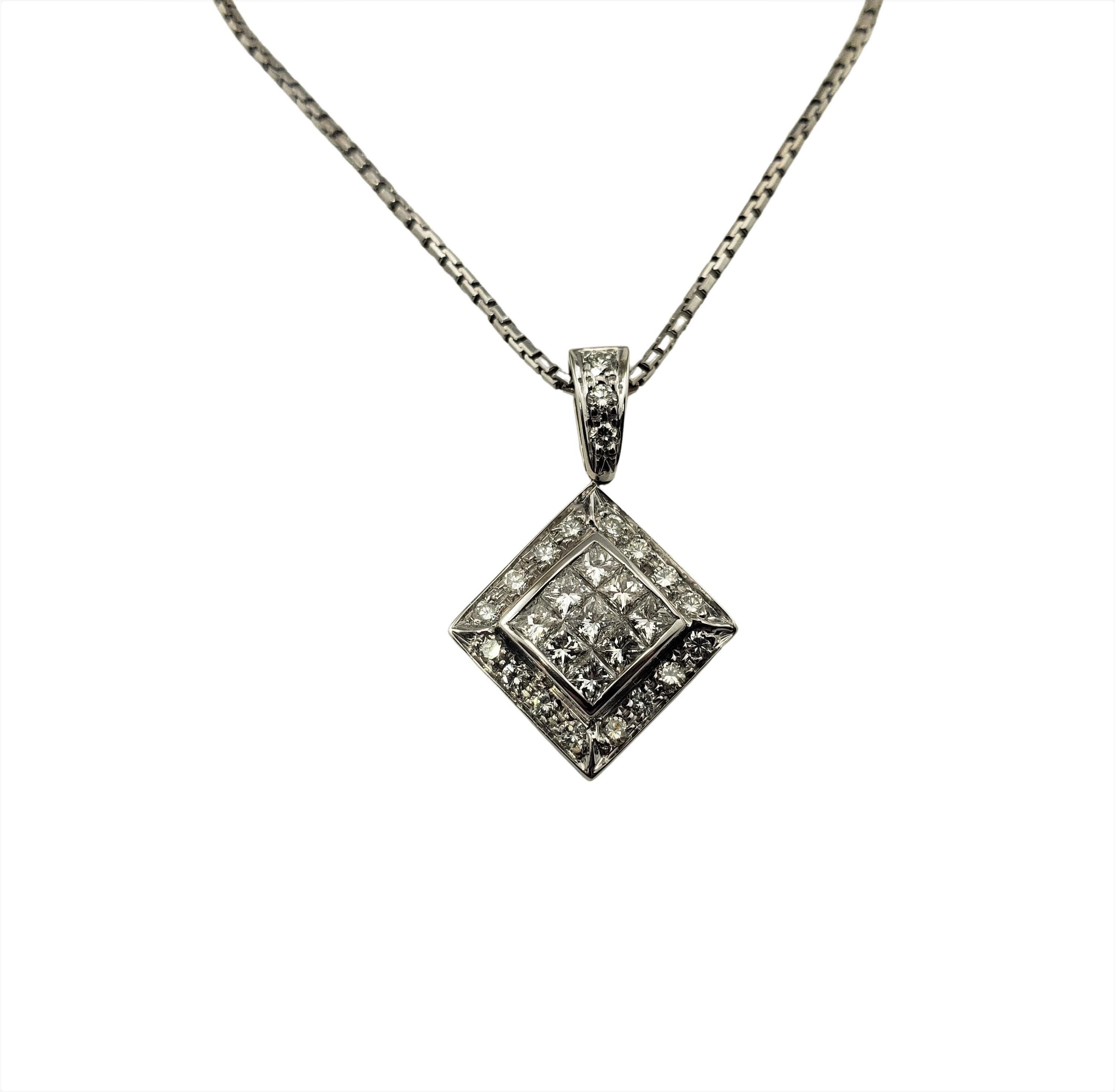 Vintage 18 Karat White Gold Diamond Pendant For Sale at 1stDibs