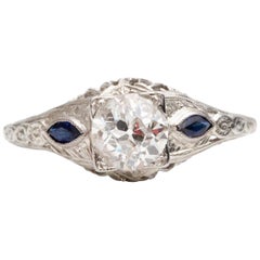 Vintage 18 Karat White Gold Diamond Filigree Ring, #19007283, circa 1920s