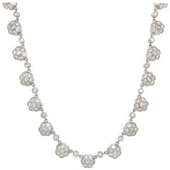 Vintage 18 Karat White Gold Diamond Flower Necklace